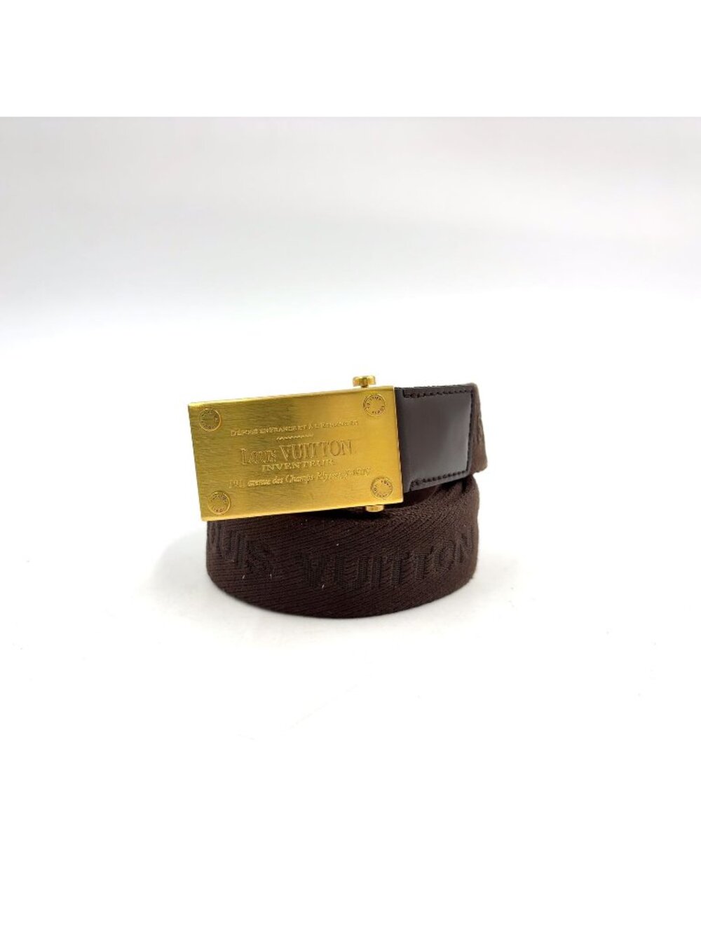 Louis Vuitton Ceinture Bengal Canvas Metal Brown Belt Gold